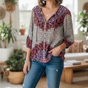 Elegant Women's Blouse - Black, Red, Purple